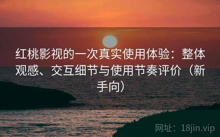 红桃影视的一次真实使用体验：整体观感、交互细节与使用节奏评价（新手向）
